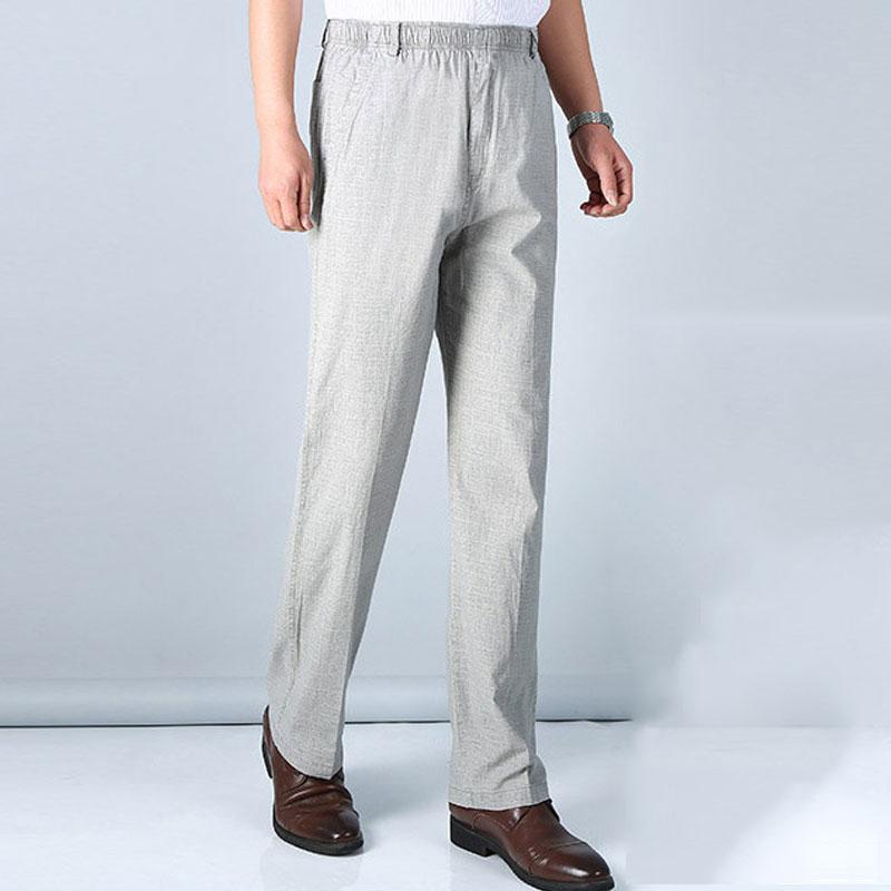 Linen Pants Straight Leg Pants Drawstring Lightweight Elastic Beach Pants Summer Casual Jeans Straight-Leg Trousers Casual Pants Men