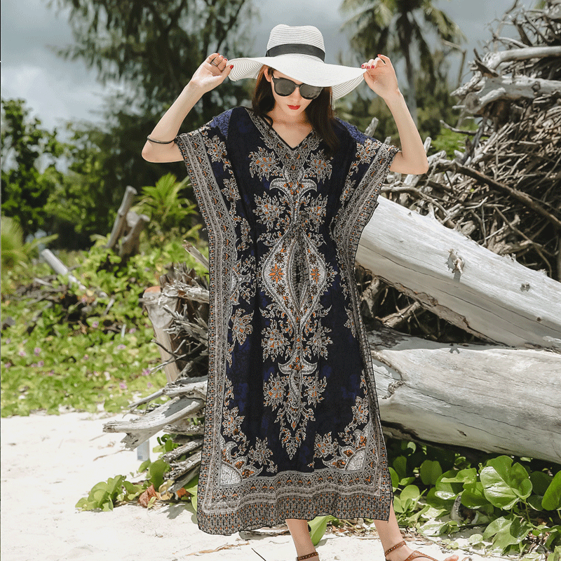 Beth Dutton Bohemian Dress Summer Spring Midi Dresses Cotton Linen Dress Long Dress V-neck Vacation Skirt