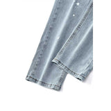 J Shaped Jeans Men's Jeans New Skinny Ripped Leg Opening Zipper
