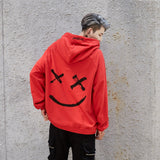 Smiley Face Hoodie Graffiti Smiley Face Hoodie Sweater Men's Hip Hop Loose Coat