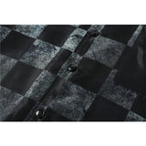 Men T Shirt Summer Casual Tops Gradient Color Short Sleeve Plaid Shirt Men's Elbow-Sleeved Top Shirt Street