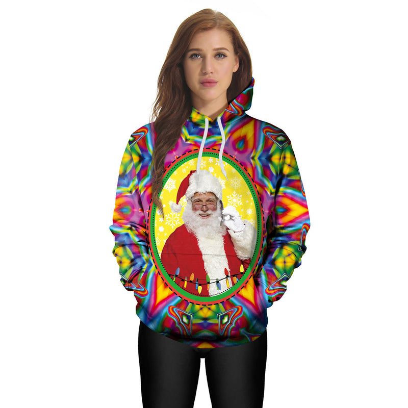Ugly Christmas Sweater Autumn and Winter Digital Printing Loose Hooded Sweater plus Size