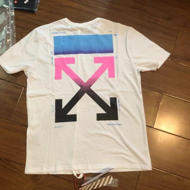 Off White T Shirt Summer Gradient Color Arrow Print Short Sleeve Tshirt Owt Casual Fashionable