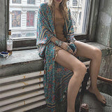 Beth Dutton Bohemian Dress Winter Autumn Midi Dresses Tassel Print Women's Full-Length Dress Blouse