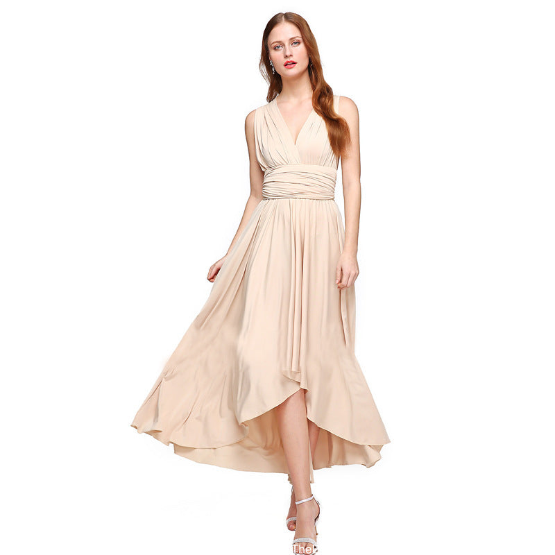 Prom Dresses Multiple Wear Cross Front Short Back Long Backless Sexy Bandage One-Piece Dress Maxi Dress Gift