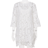 Beth Dutton Bohemian Dress Summer Spring Mini Dresses Summer round Neck Lace Flared Sleeve Ruffle Dress