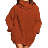 Sweater Dress Outfit With Tights 2 Pieces Set Fall Winter Fashion Long Sleeve Turtleneck Sweater Women Midi Knitted Dress