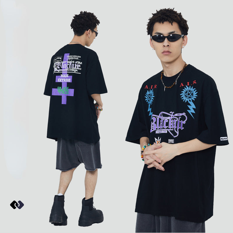 Blackair T Shirt Summer Gothic Printed Short Sleeve T-shirt