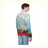 Spray Painted Jacket Coconut Ripped Denim Jacket Coat for Men and Women