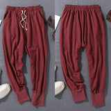 Linen Pants Straight Leg Pants Drawstring Lightweight Elastic Beach Pants Spring and Summer Retro Pants Linen Casual Pants