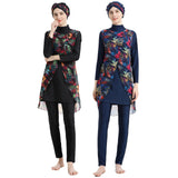 Burkini Muslim Swimwear Conservative Printed Sunscreen Detachable Four-Piece Swimsuit