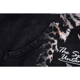 Represent Hoodie Correct Version Represent Cheetah Vintage Print Distressed Casual Hooded Hoody Men and Women Winter