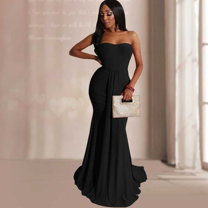 Prom Dresses Sexy Tube Top Dress Evening Dress High Waist Mop Dress for Women