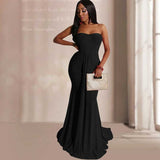 Prom Dresses Sexy Tube Top Dress Evening Dress High Waist Mop Dress for Women