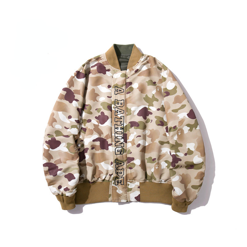 BAPE Varsity Jacket Shark Head Desert Camouflage Jacket