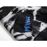 J Shaped Jeans Original Hole Patch Stretch Letter Embroidered Stretch Black Jeans