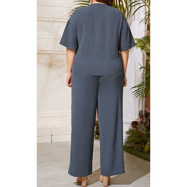 Women Plus Size Co-Ords Loose Two-Piece Embroidery