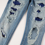 Amiri Jeans Casual Hip Hop Wash Splash-Ink Painted Slim Jeans Casual Fashionable 6563