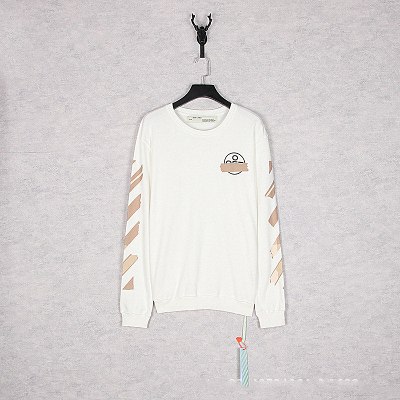 Off White Sweatshirts Long Sleeve round Neck Sweater Floral Print Long Sleeve Pullover Leisure