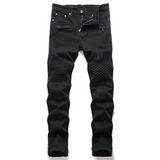J Shaped Jeans Men's Motorcycle Men's Personality Pleated Slim Stretch Camouflage