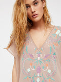 Embroidered Little Flower Robe Vacation Style Dress