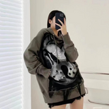 Chito Dog Print Hoodie Autumn Cartoon Puppy Graffiti Women's Hooded Sweater Loose