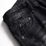 J Shaped Jeans Black Ripped plus Size Denim Pants Men