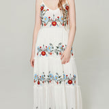 Women Dresses Embroidered Suspender Dress Long Dress