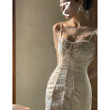 Vintage Empire Waist Dress Embroidered Dress Slimming Retro Minority Dress