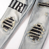 Amiri Jeans Casual Hip Hop Wash Splash-Ink Painted Slim Jeans Casual Fashionable 866