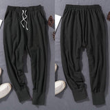 Linen Pants Straight Leg Pants Drawstring Lightweight Elastic Beach Pants Spring and Summer Retro Pants Linen Casual Pants