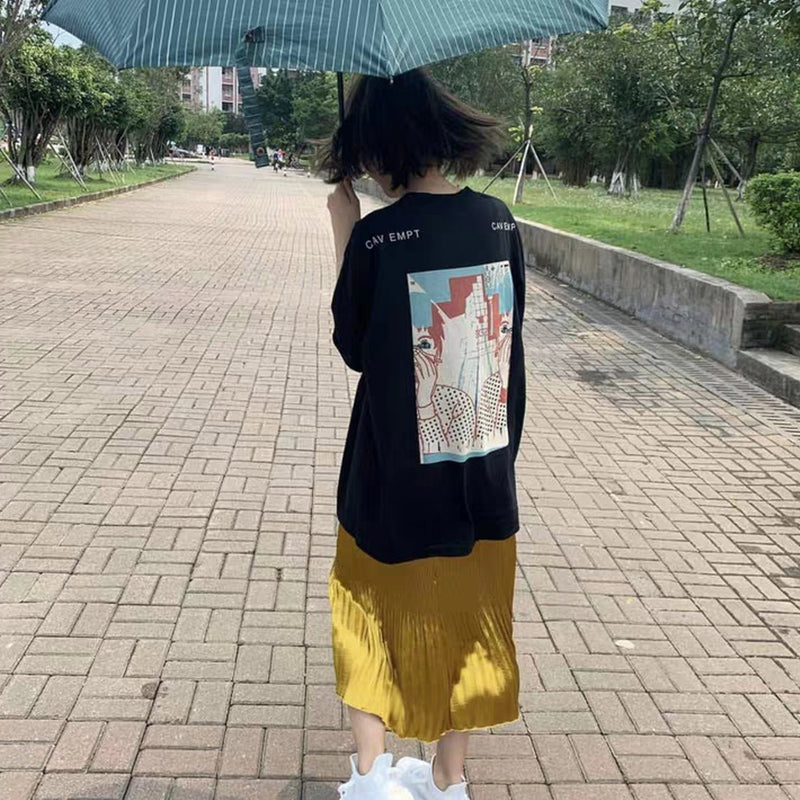 Cavempt Ce C.E19ss Life Cav @ Empt Cartoon Cartoon Fashion Brand Printing Men's and Women's round Neck Short Sleeve