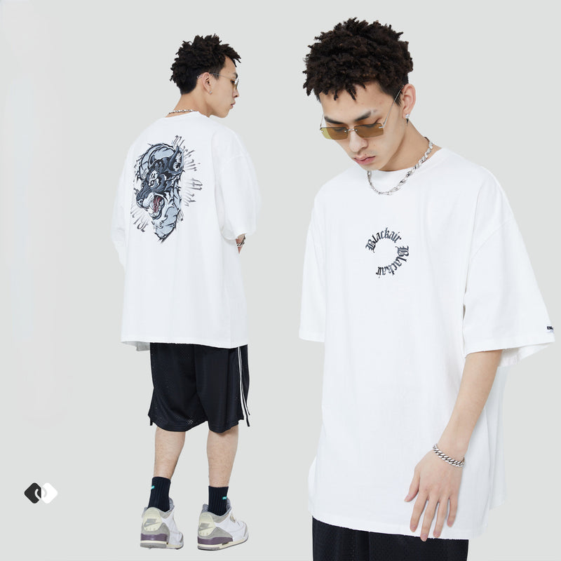 Blackair T Shirt Retro Short Sleeve Tiger Printed Loose T-shirt