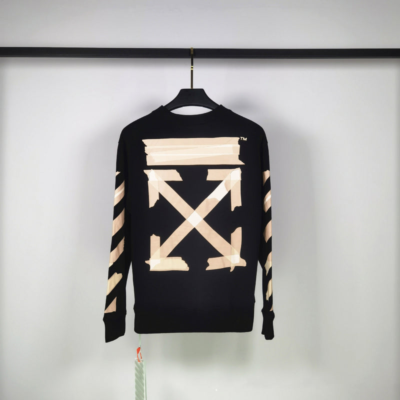 Off White Long Sleeve Round Neck Neck Sweatshirt Autumn And Winter Round Rubber Strip Crew Neck Pullover Sweatshirt Men And Women