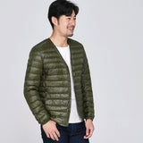 Men Winter Coats Puffer Jacket down Coat Men's V-neck Light Thin down Jacket round Neck Jacket