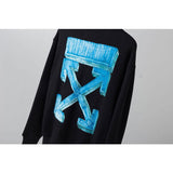 Off White Pullover Hoodie Sweatshirts Winter Arrow Print Round Neck Long Sleeve Sweater Owt