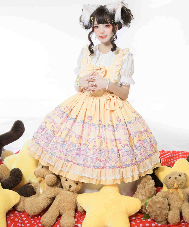 Gothic Lolita Harajuku Style Clothing Suspender Skirt Ice Cream Rabbit JSK Lovely Soft Cute Dress for Women