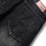 J Shaped Jeans Black Ripped plus Size Denim Pants Men