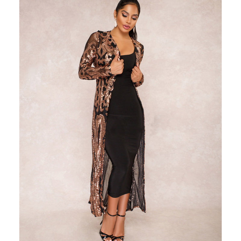 The Great Gatsby Dresses Sexy Sequined Formal Dress See-through Cardigan Sequins Dress