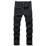 J Shaped Jeans New Men's Jeans Slim Straight Zip Pleated Trousers