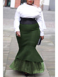 Women Plus Size Skirts Gauzy Package Hip Mopping Skirt