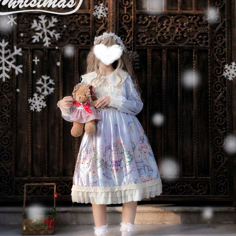 Gothic Lolita Harajuku Style Clothing Lolita Christmas Party Long Sleeve Op Dress for Women