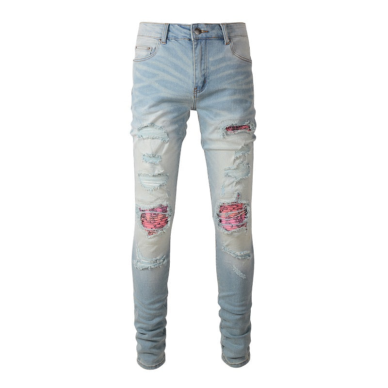 Amiri Jeans Casual Hip Hop Wash Splash-Ink Painted Slim Jeans Casual Fashionable 6589