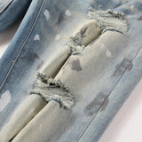 Amiri Jeans Casual Hip Hop Wash Splash-Ink Painted Slim Jeans Casual Fashionable 6530