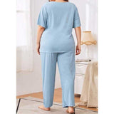 Women Plus Size Co-Ords Spring/Summer Solid Color Loose Casual Short Sleeve Suit