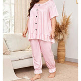 Women Plus Size Co-Ords Casual Loose Pajama Set