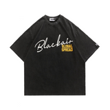 Blackair T Shirt Retro Short Sleeve Loose round Neck T-shirt