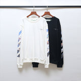 Off White Long Sleeve Round Neck Sweatshirt Autumn And Winter Monet Oil Painting Series Crew Neck Pullover Sweatshirt