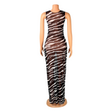 Kesha Black Dress Fashion Sexy Mesh See-through Sleeveless Dress Beach Dress