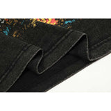 Present T Shirt Flame Motorcycle Skull Distressed Cotton T-shirt